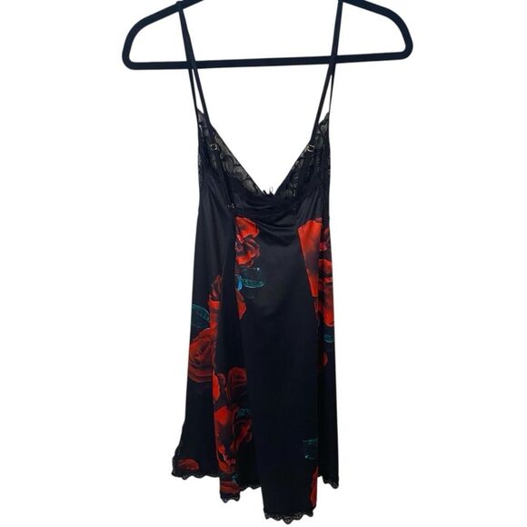 Mapale NWOT Black and Red Floral Slip Dress Sz L - Picture 6 of 8
